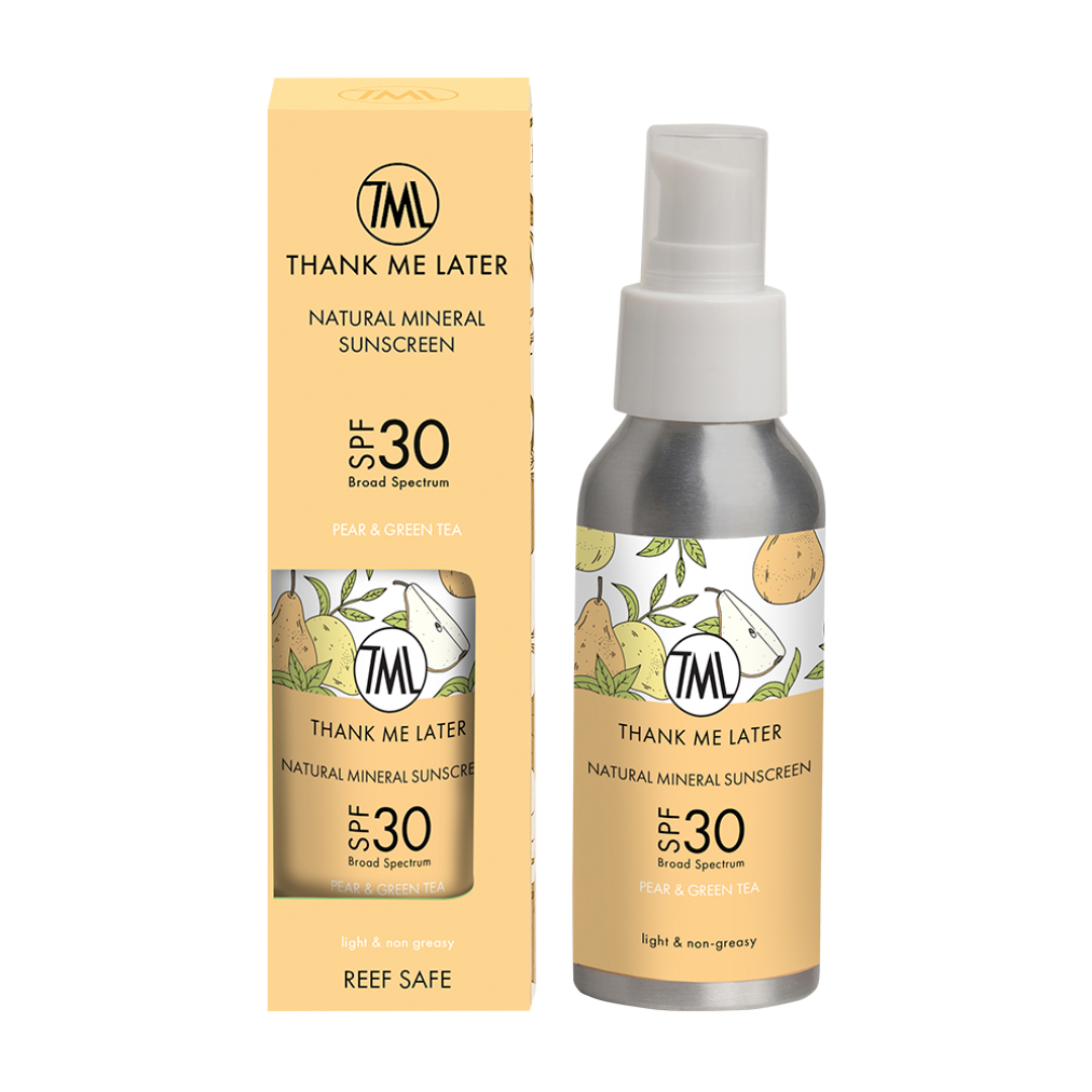 Thank Me Later Natural Mineral Sunscreen SPF30 Pear & Green Tea